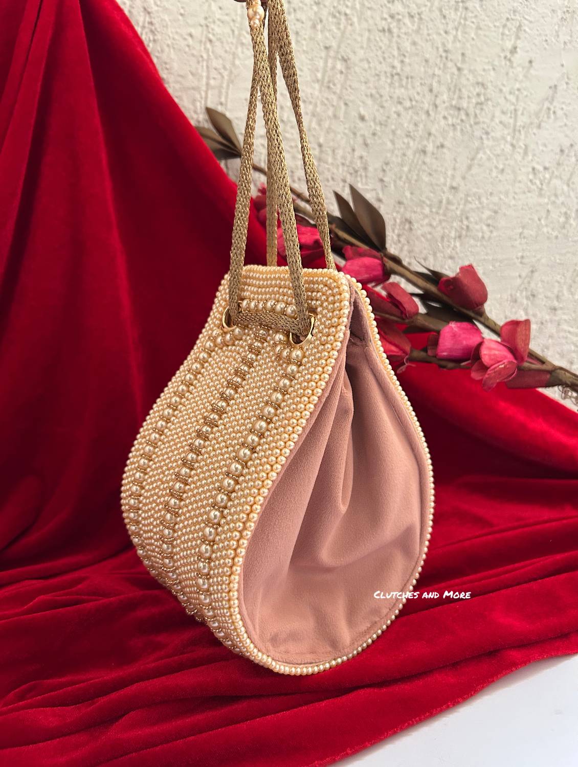 Pearl Droplet Bag Rose Gold