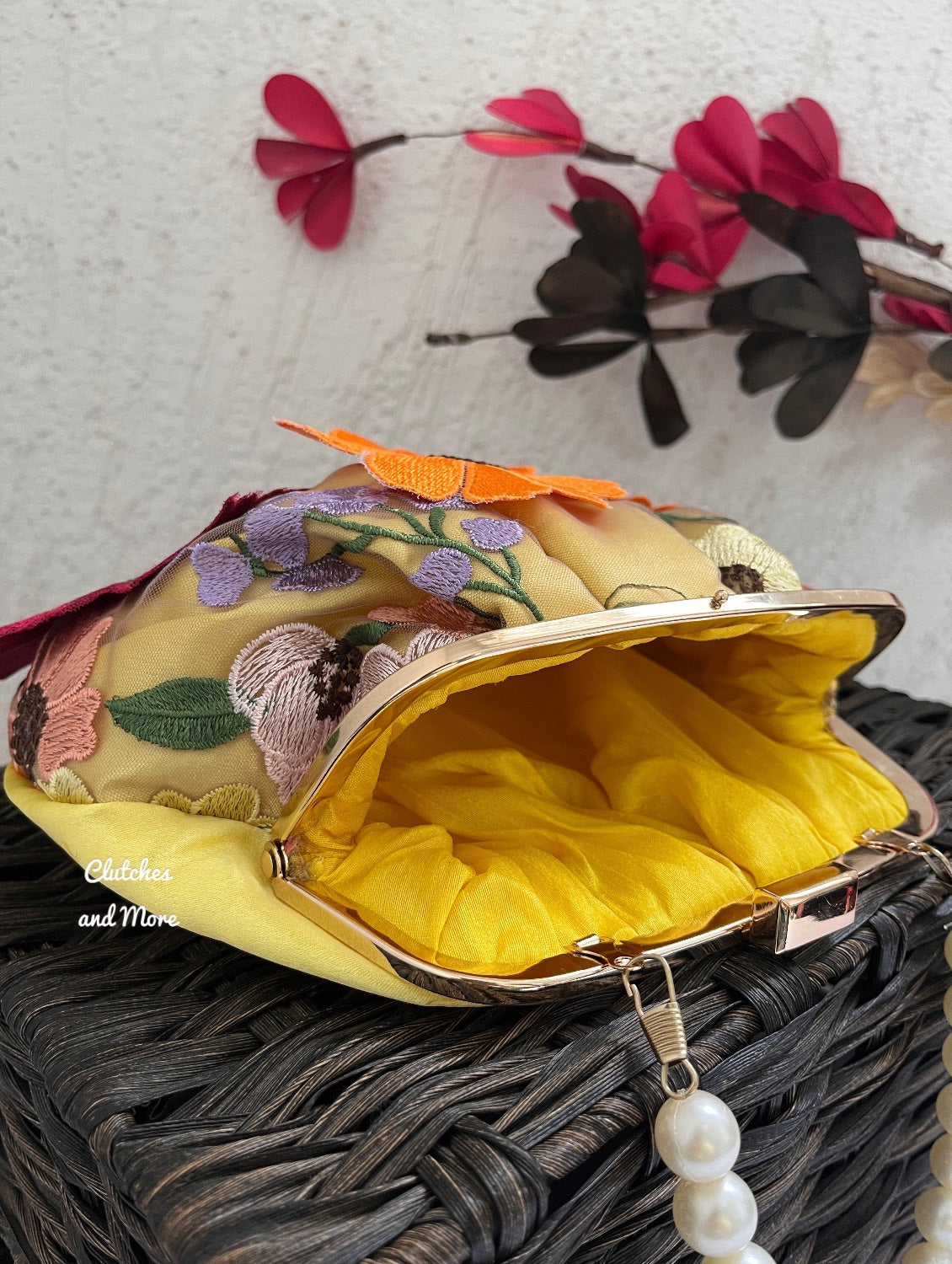 Garden of Flowers Batua Bag Yellow