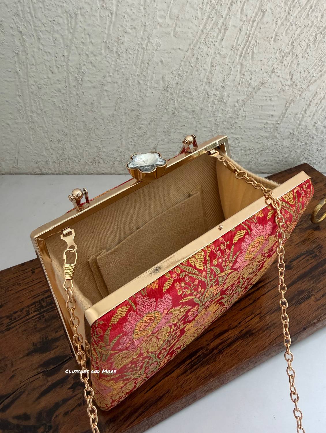 Hoor Banarsi Clutch Red Floral