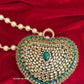 Kiana Kundan Heart Clutch Mini Green Gold