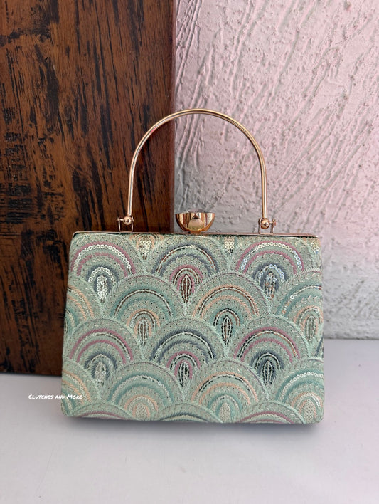 Rainbow Chikankari Bag Light Green