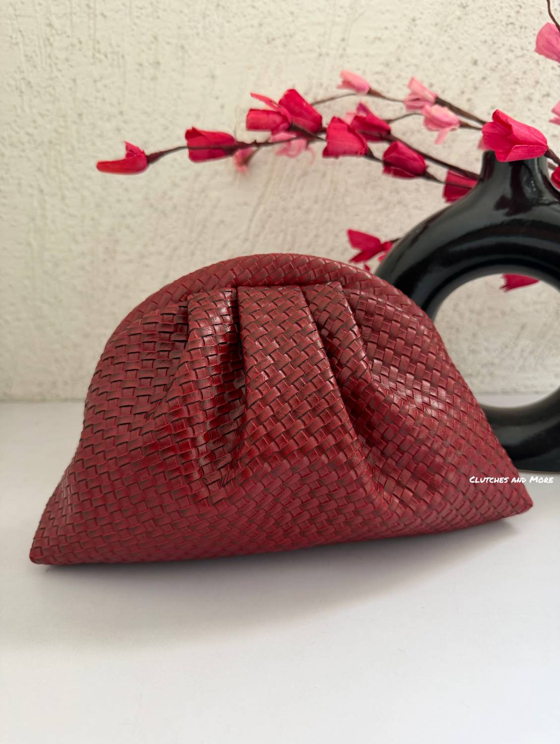 Woven Batua Bag Deep Red