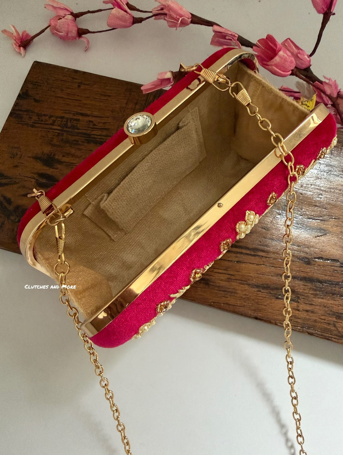 Maahi Pink Handwork Clutch Bag
