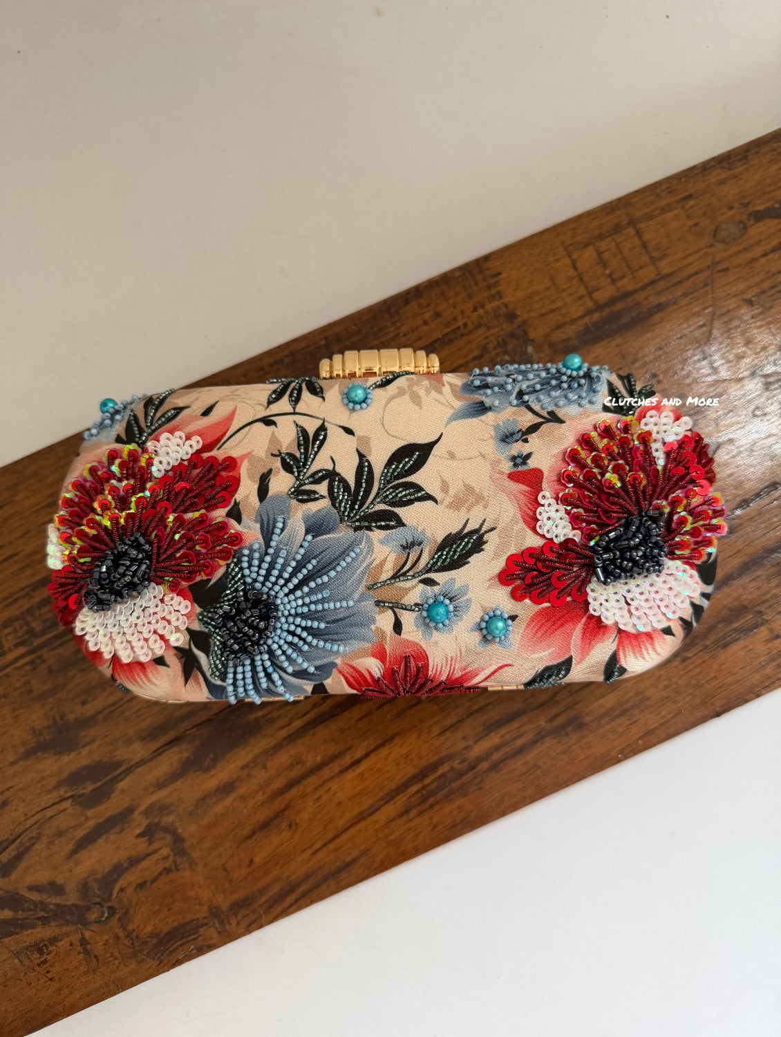 Poppy Floral Capsule Clutch Red Blue Multicoloured