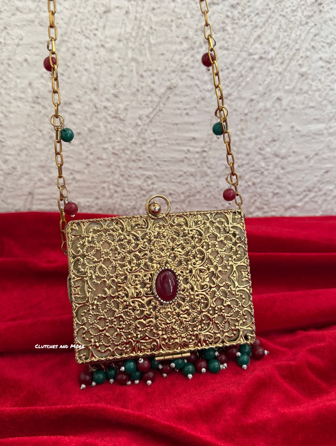 Mumtaz Mini Metal Jaal Bag Gold Multi