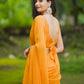 Yellow Georgette Pre Draped Saree by Dorie