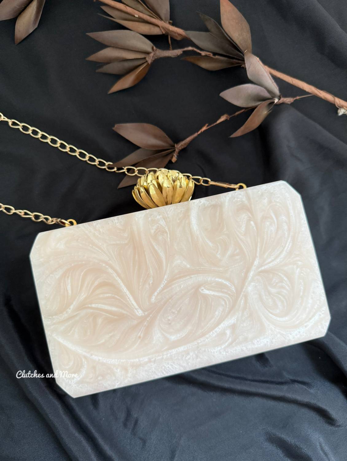 Off White Resin Octagon Clutch