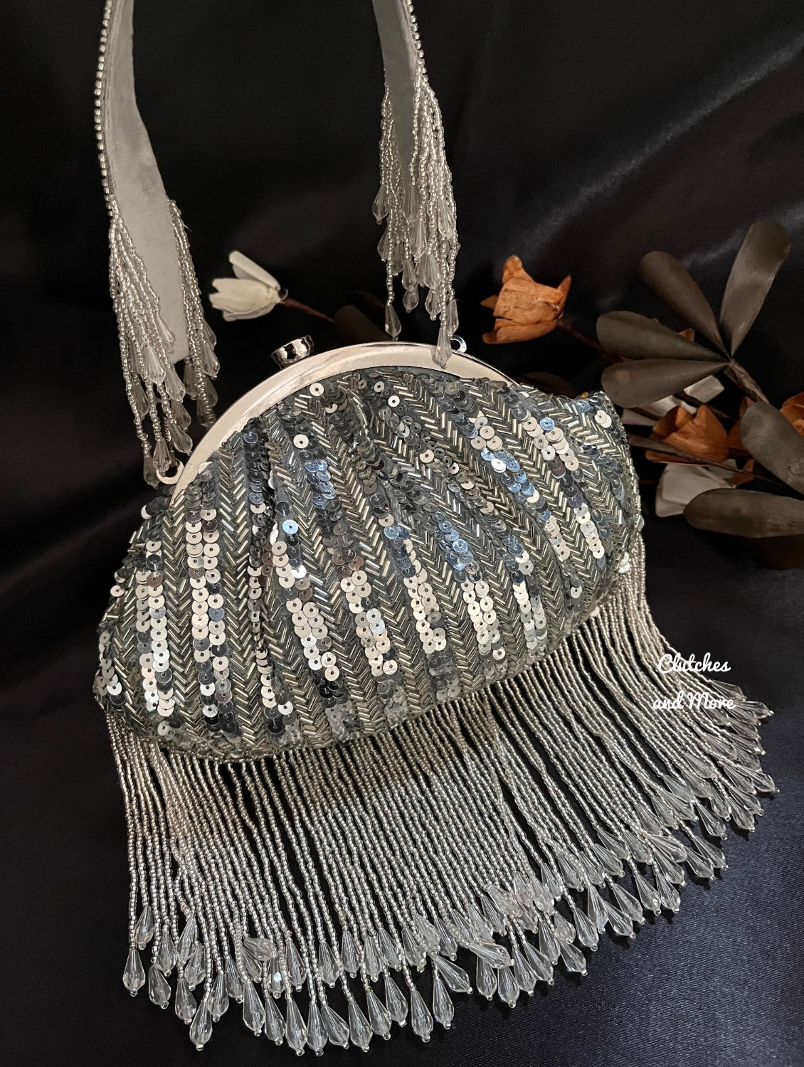 Silver Crystal Batua Bag