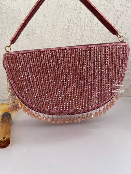 Half Moon Crystal Bag Pink