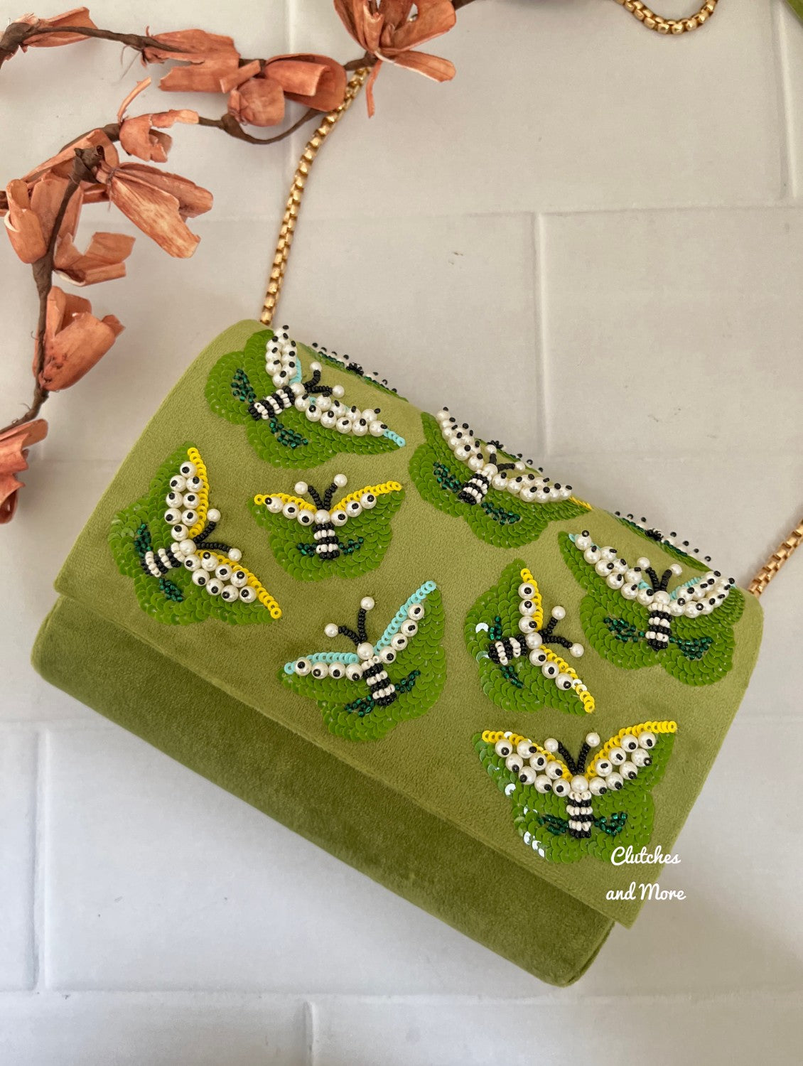 Green Butterfly Flap Bag