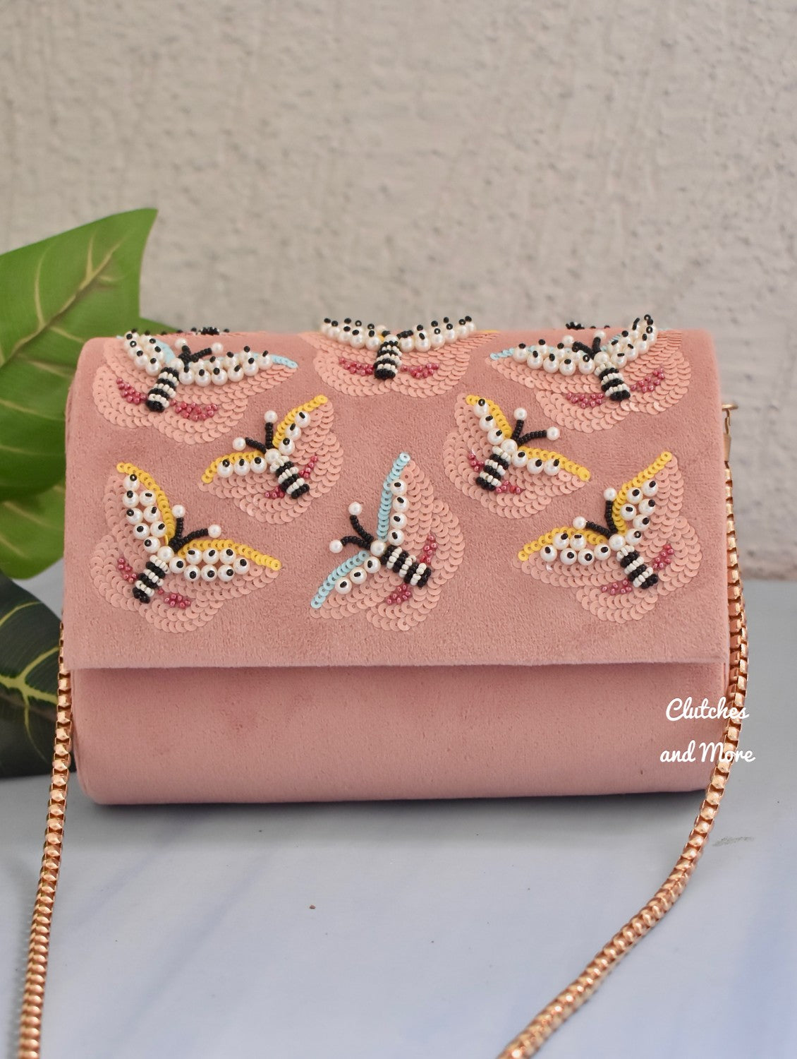 Light Pink Butterfly Flap Bag