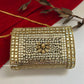 Kashish Kundan Brass Clutch Nude Gold