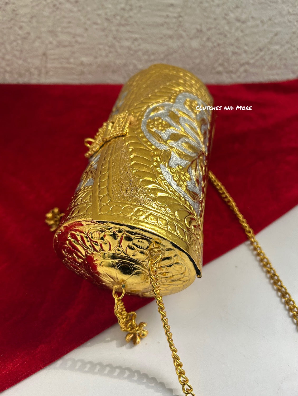 Cylindrical Gold Silver Brass Clutch