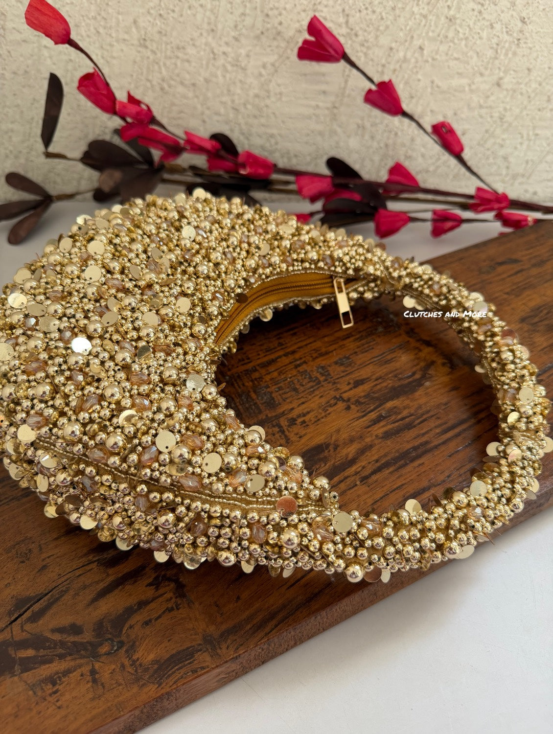 Halo Premium Pearl Baguette Bag Gold