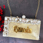 Gold resin clutch with Name