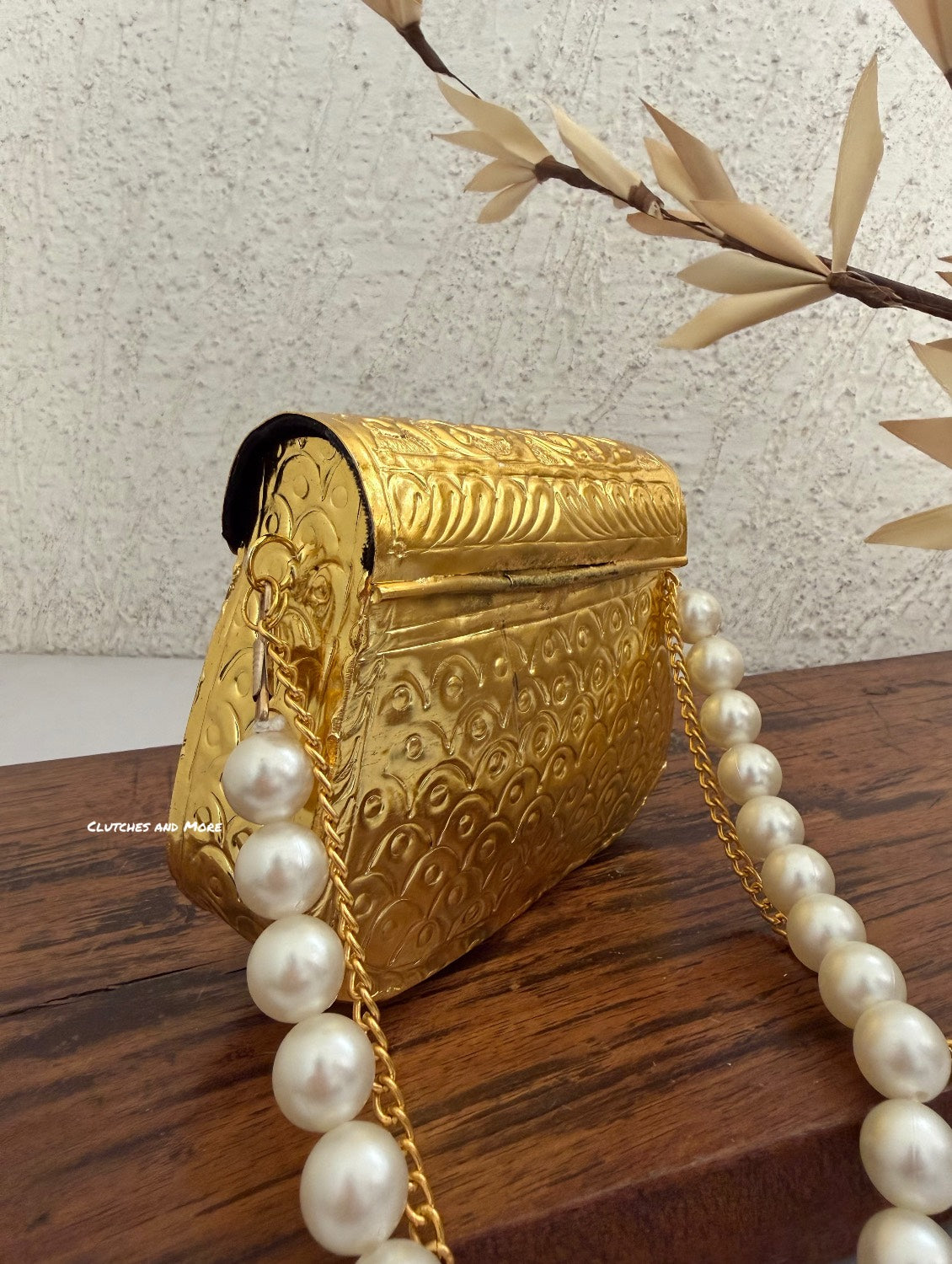 Mini Brass Clutch with Pearl Handle