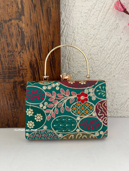 Lakhnawi Chikankari Bag Green