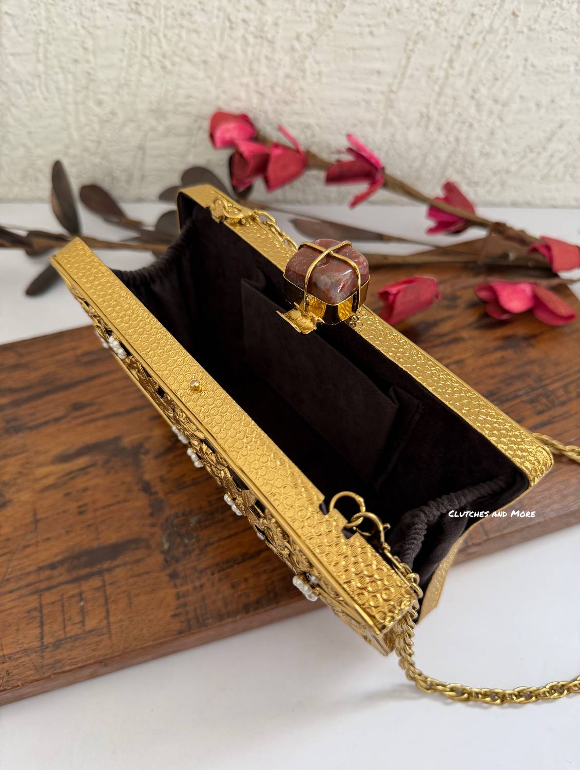 Amaira Mother of Pearl luxury clutch Gold