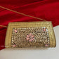 Kasika Kundan Brass Clutch Gold Pink