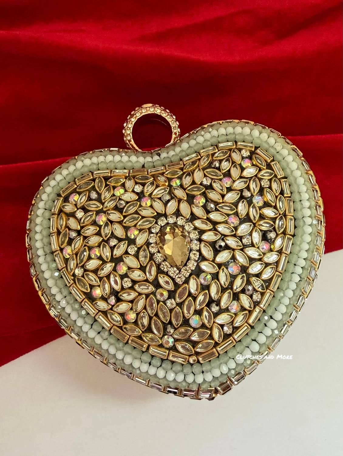 Kiana Kundan Heart Clutch Mini Multicolored