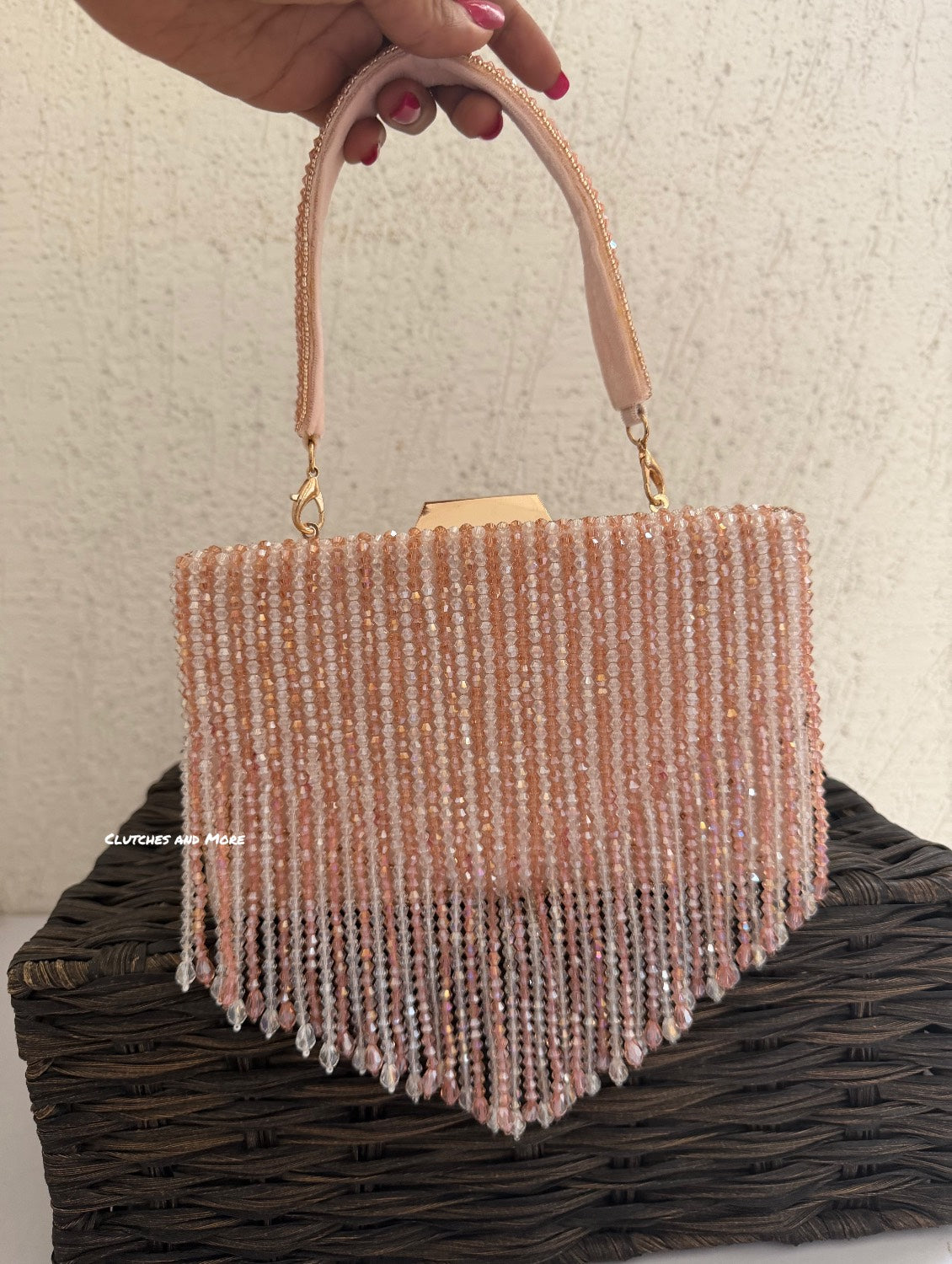 Rose Gold- White Crystal Bag