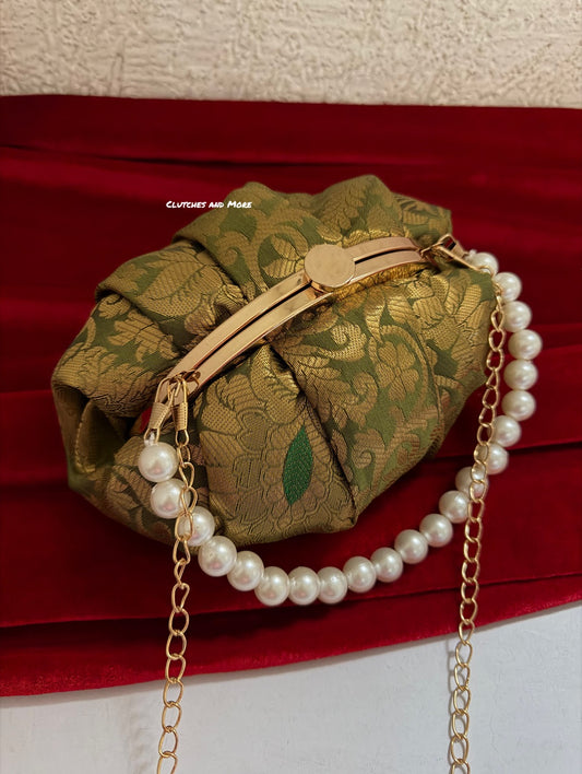 Banarsi Batua Bag Mehendi Green