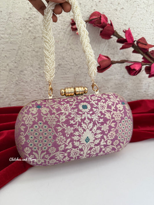 Adaa Banarsi Clutch Lavender