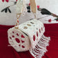 Cylindrical Mirror Bag with Tassles White