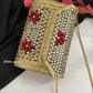 Kasika Kundan Brass Clutch Gold Red