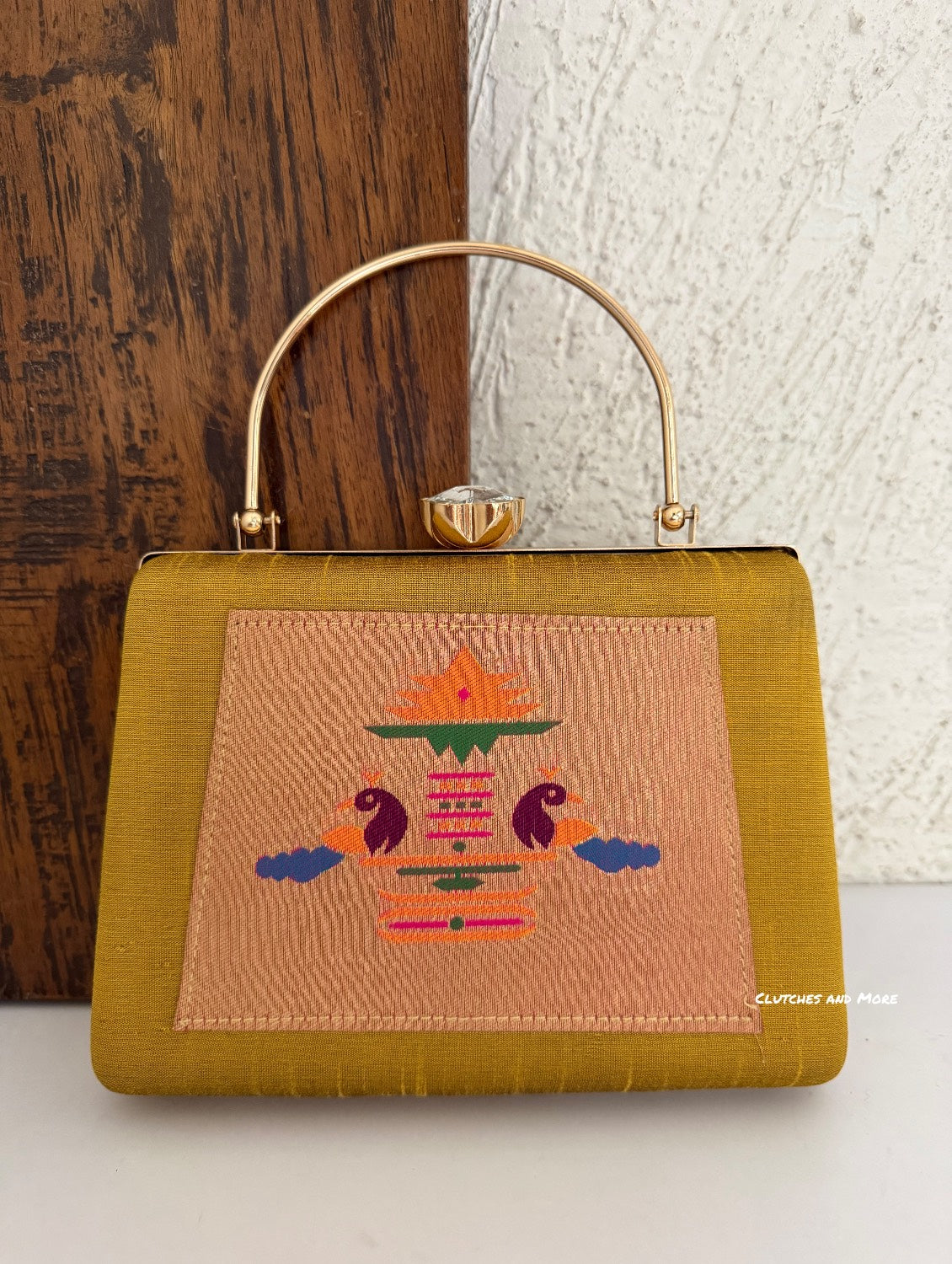 Paithani Clutch Yellow