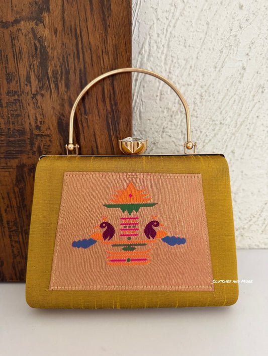 Paithani Clutch Yellow
