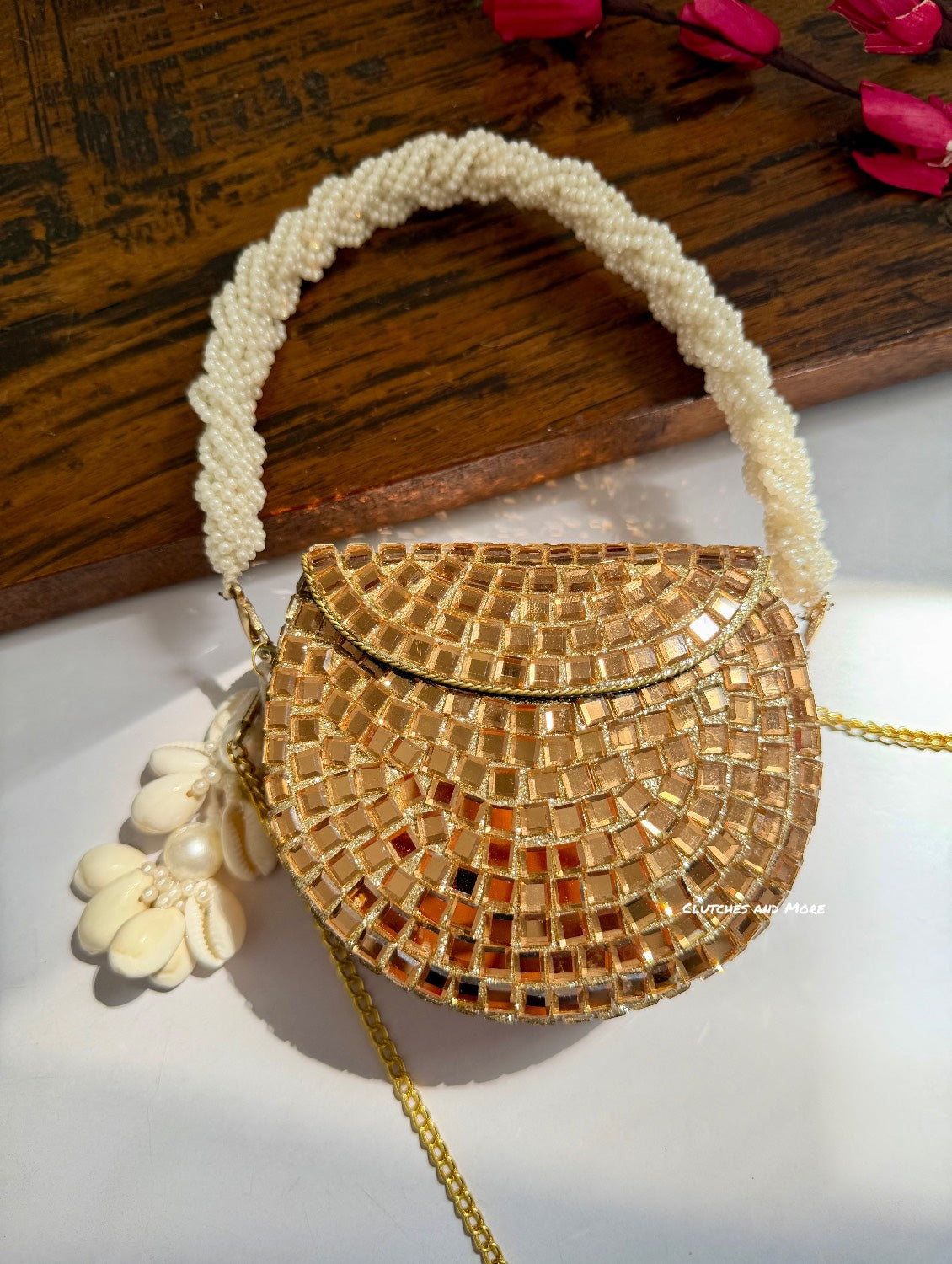 Boho Gold Mini Shell Bag
