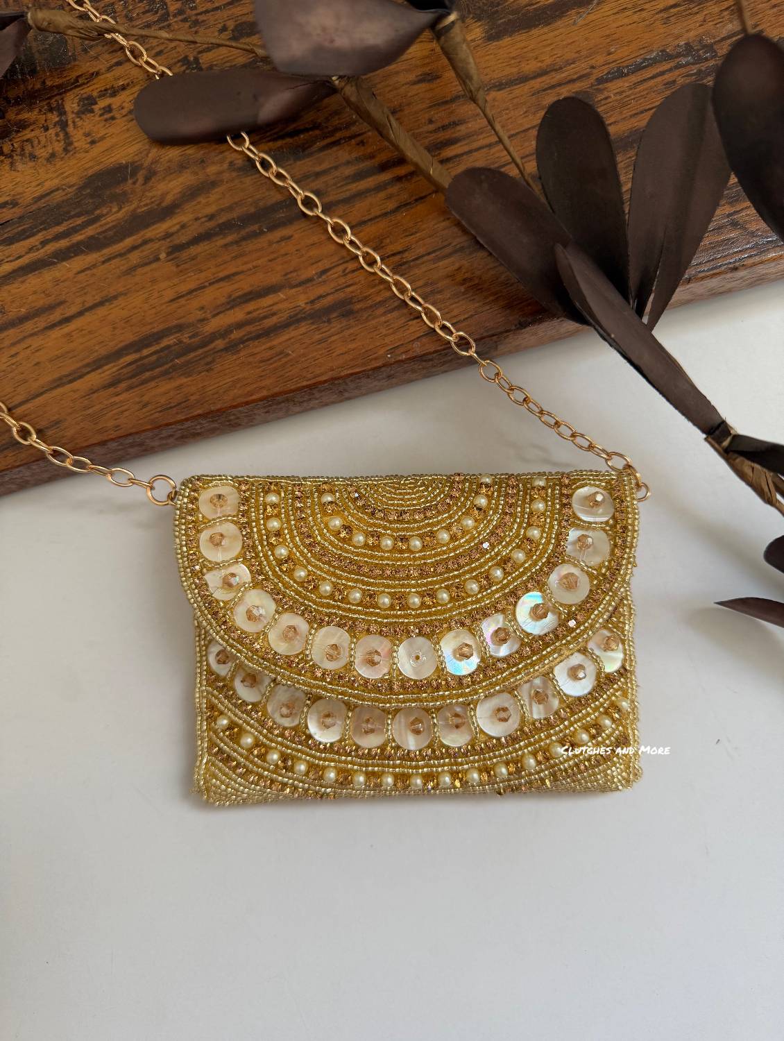 Mini Handwork Flap Bag Gold