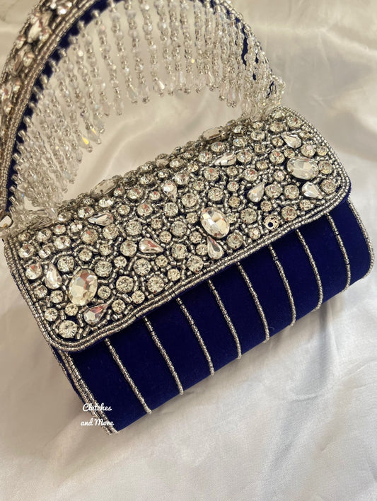 Premium Stone studded Bag Blue