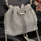 Silver Rhinestone Bucket Bag with Handle