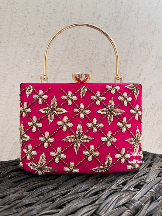 Bright Pink Suitcase Clutch