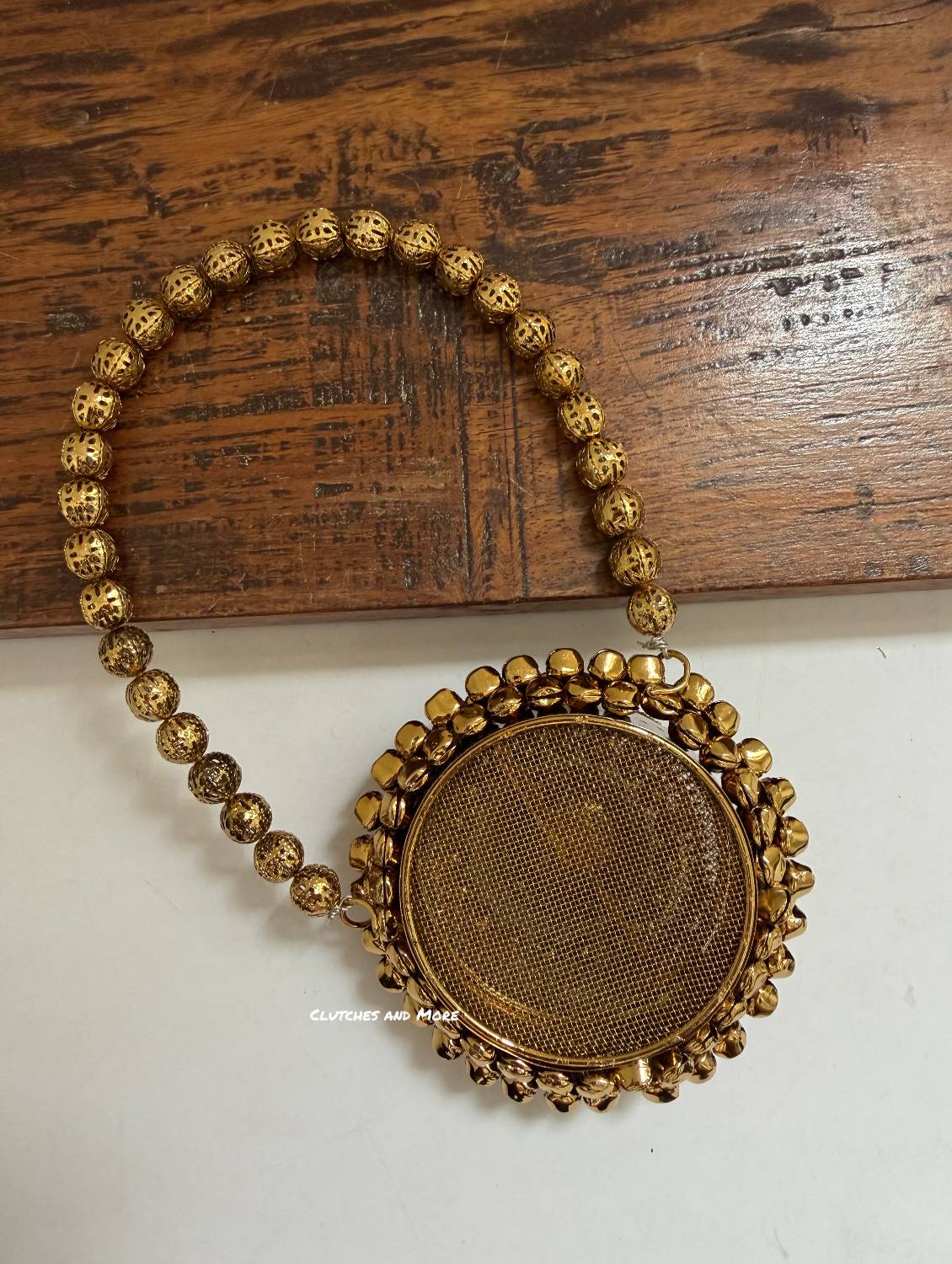 Mini Metal Round Ghunghroo Bag Gold