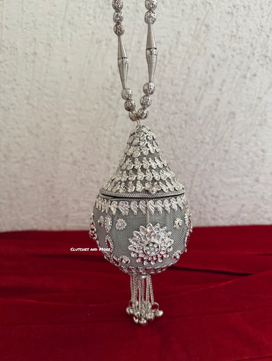 Mini Metal Potli Bag Sliver