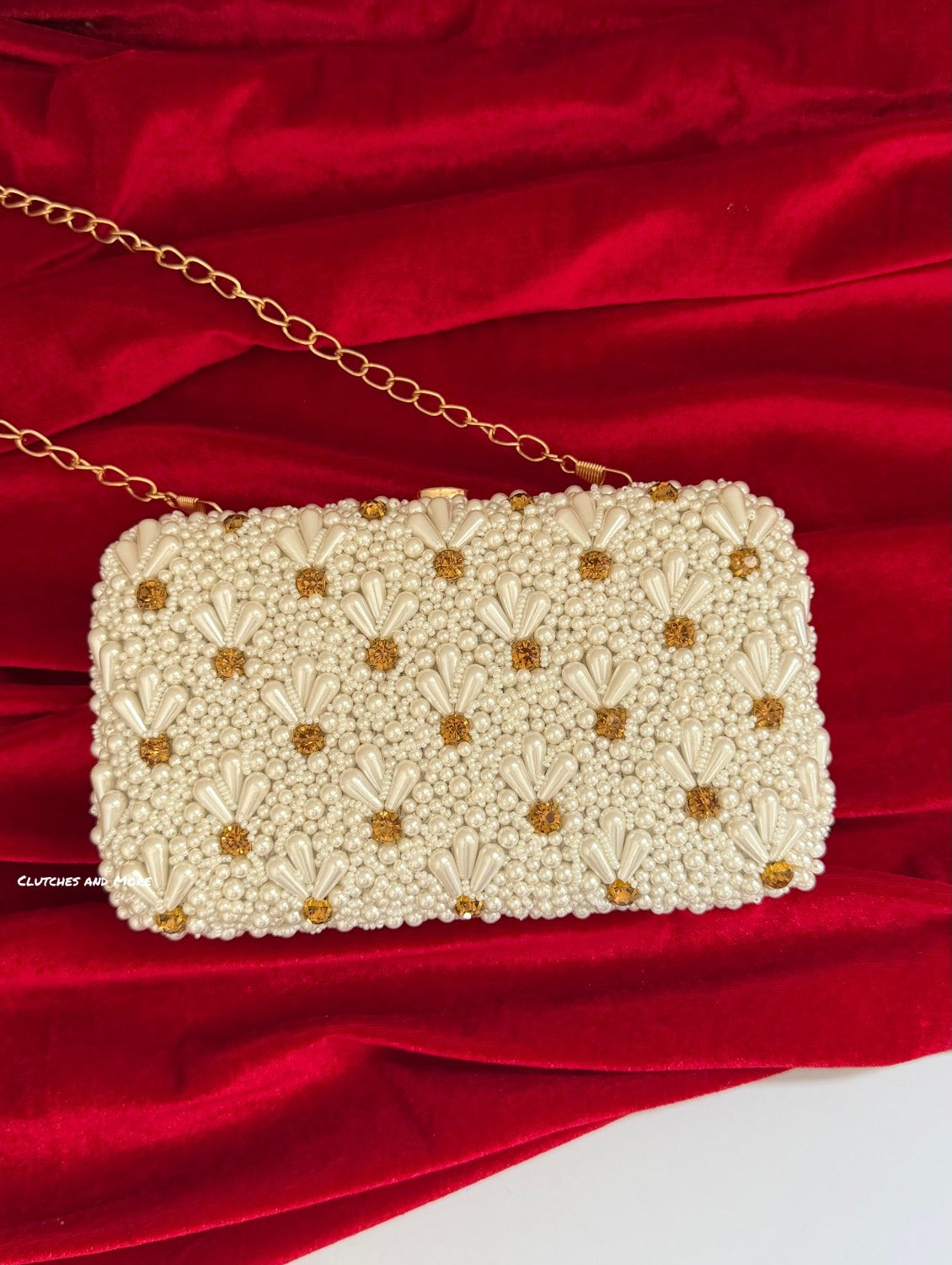 Penny Pearl Clutch White