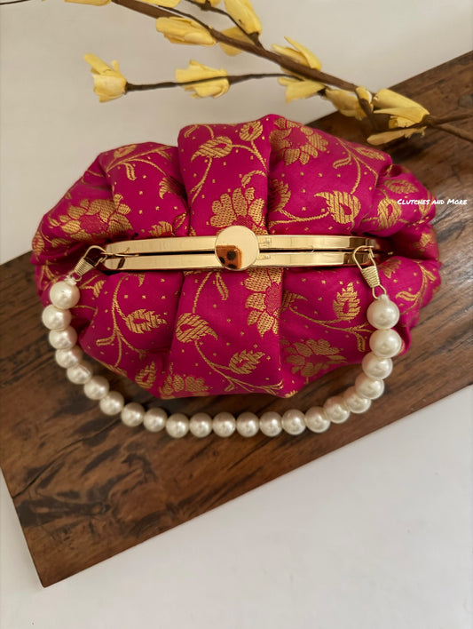 Banarsi Batua Bag Hot Pink
