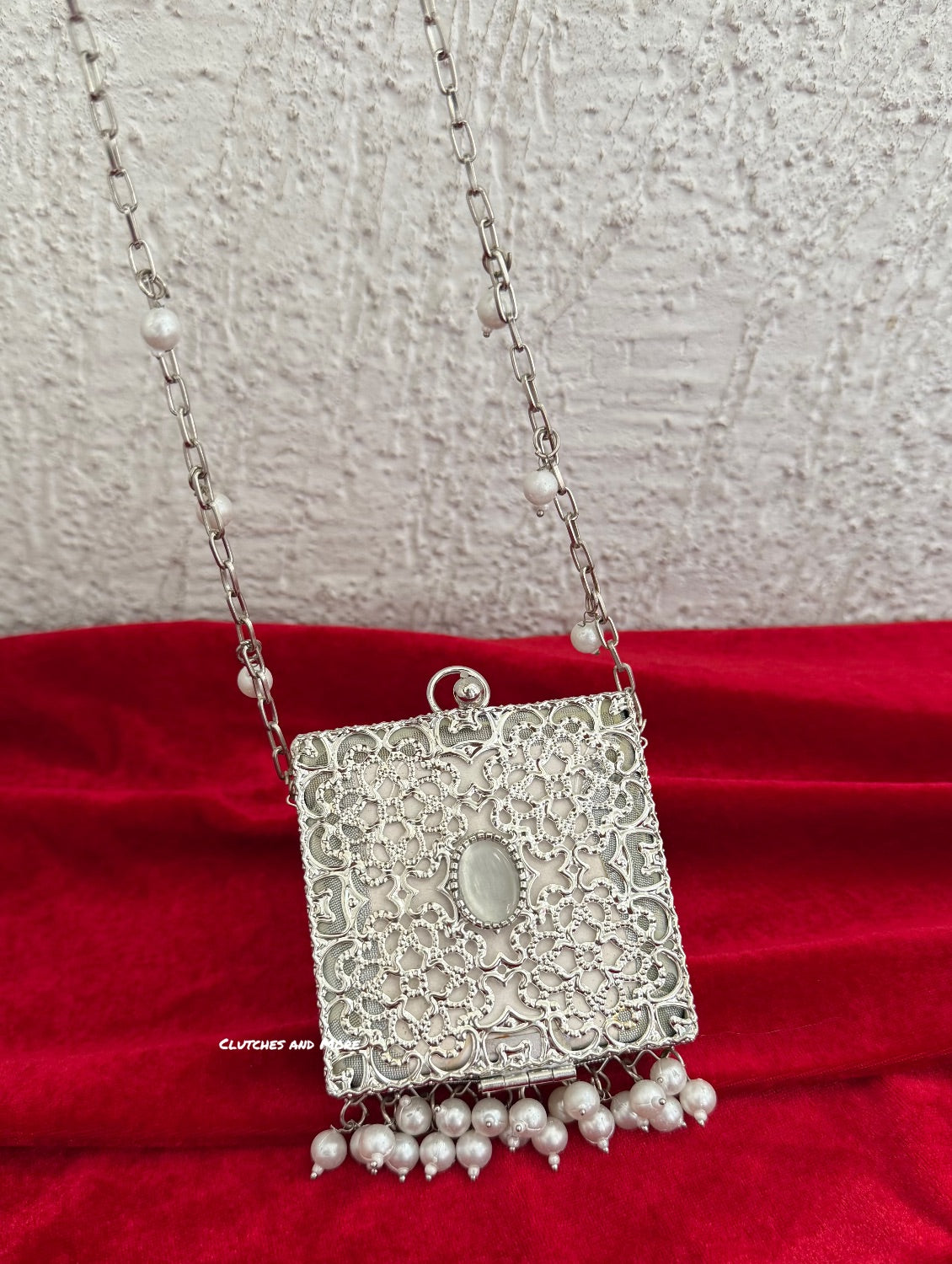 Mumtaz Mini Metal Jaal Bag Silver