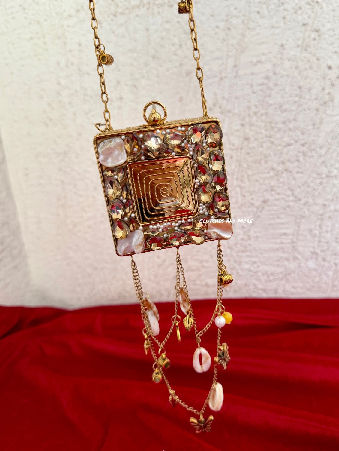 Mini Mother of Pearl Square Clutch Gold