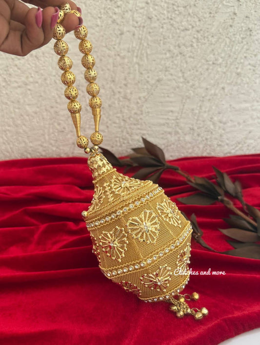 Mini Metal Potli Bag Gold