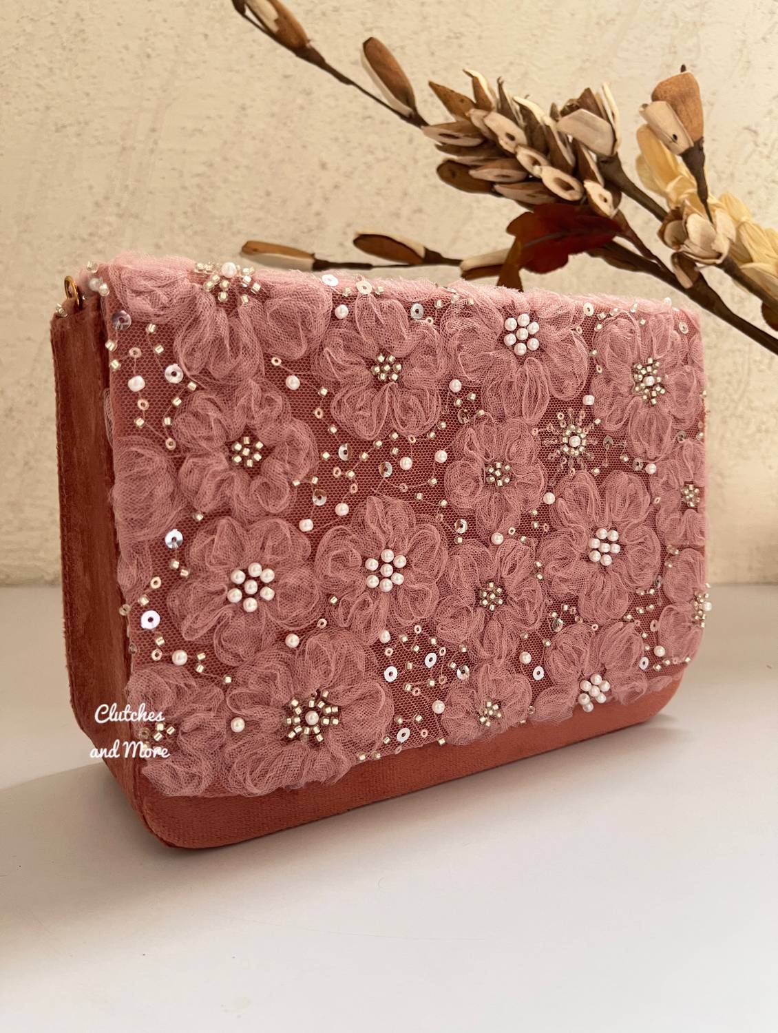 Floral Box Clutch Pink