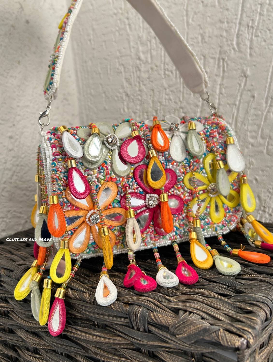 Mirror Flap Bag Multicolored ( White base)