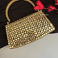Mehnaaz Kundan Brass Clutch Green Gold