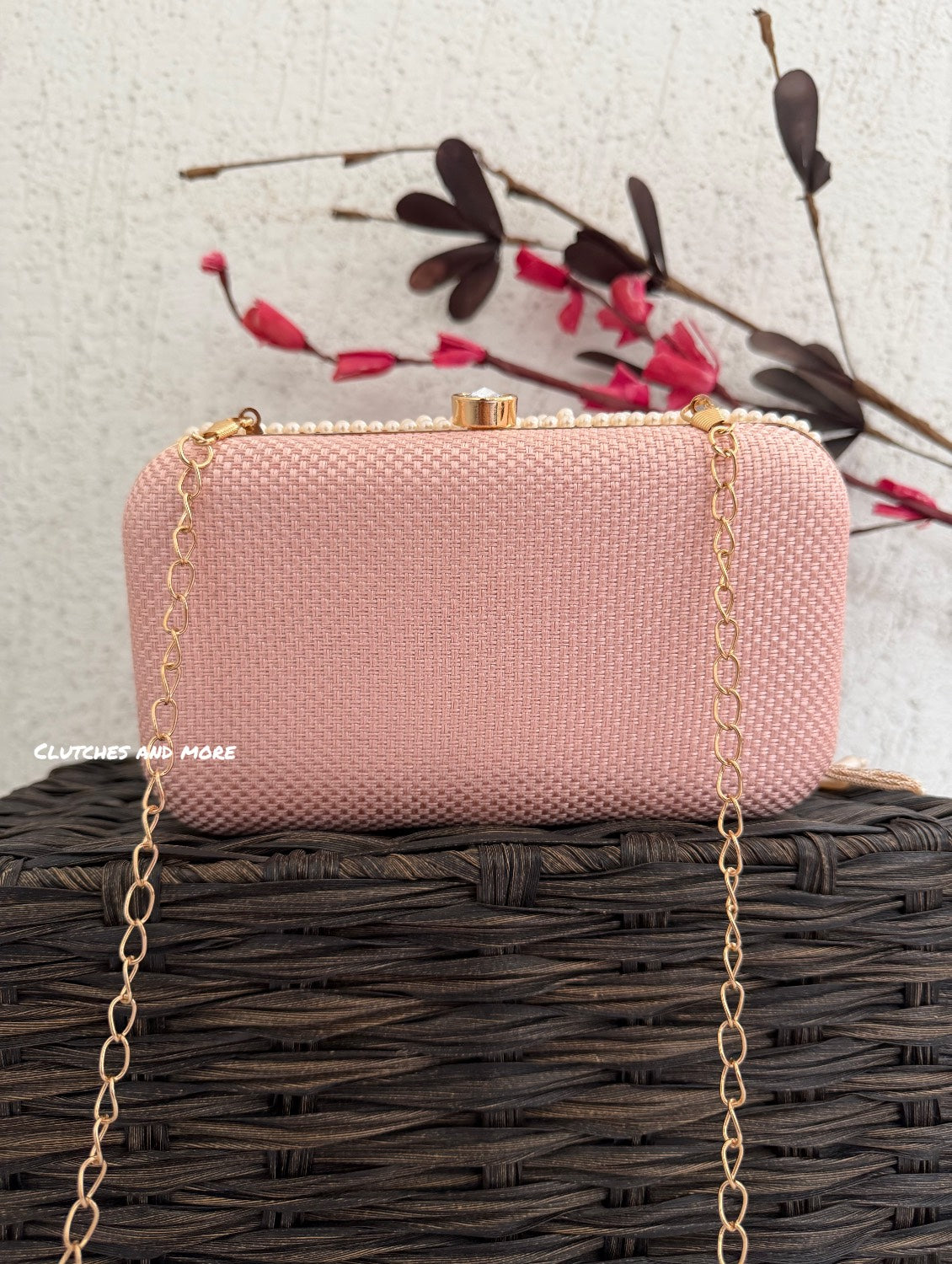 Rose Gold  Pearl Tassle Clutch