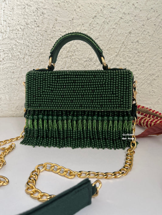 Luxe tassle Green flap bag