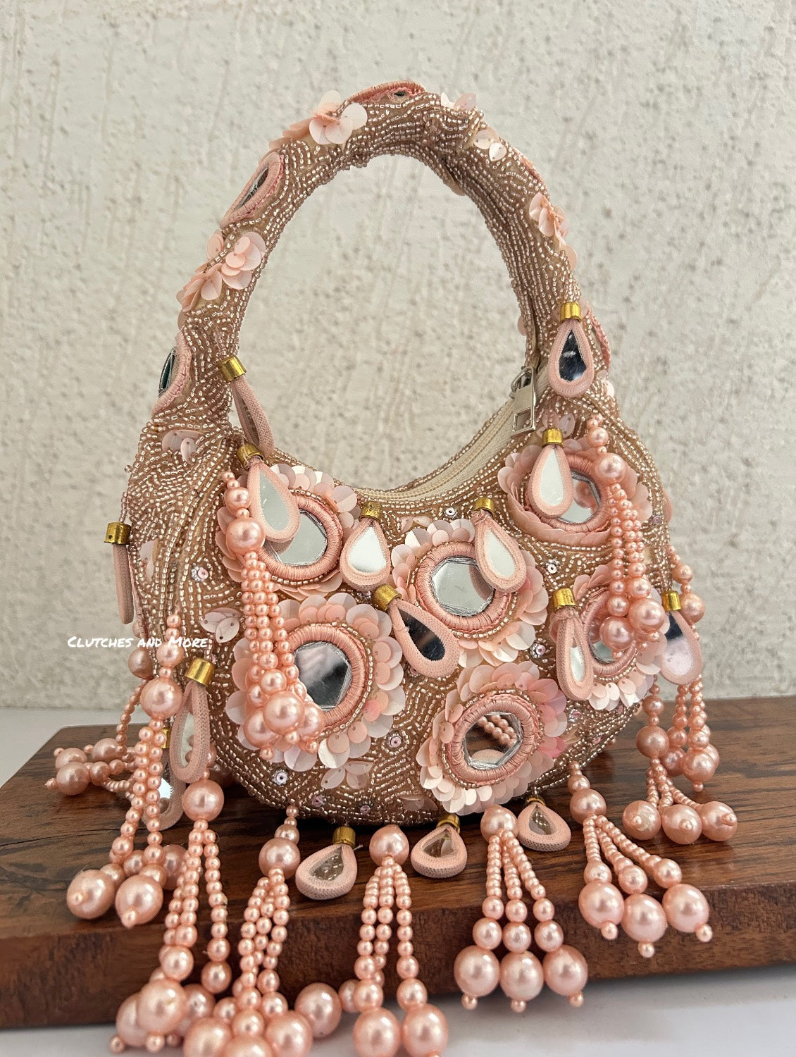 Chandni Pink Mirror Bag Peach/Rose Gold