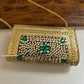 Kasika Kundan Brass Clutch Gold Green